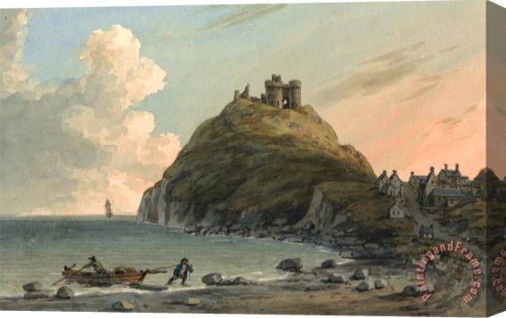 John Warwick Smith Ruins of Cricceith Castle And Part of The Town on The Bay on Cardigan. East View, Carnarvonshire. Stretched Canvas Print / Canvas Art