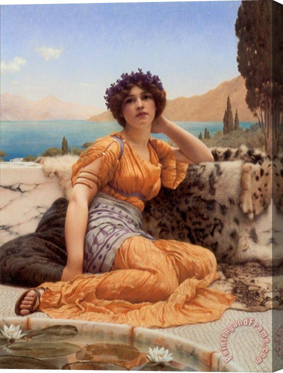 John William Godward 'with Violets Wreathed And Robe of Saffron Hue' Stretched Canvas Print / Canvas Art