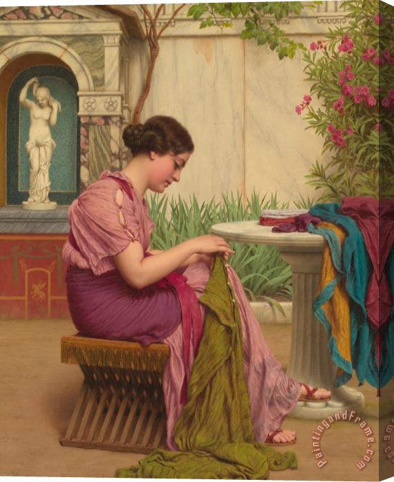 John William Godward A Stitch Is Free Or A Stitch In Time 1917 Stretched Canvas Print / Canvas Art