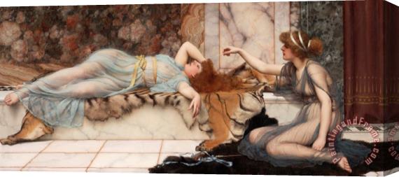 John William Godward Mischief And Repose Stretched Canvas Print / Canvas Art