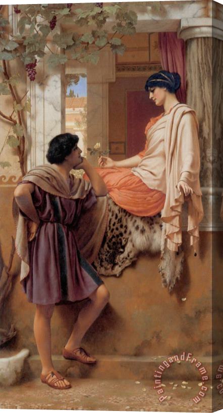 John William Godward The Old, Old Story Stretched Canvas Print / Canvas Art