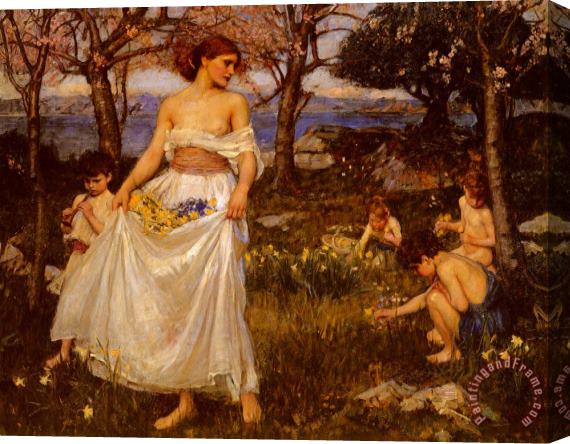 John William Waterhouse A Song of Springtime Stretched Canvas Painting / Canvas Art