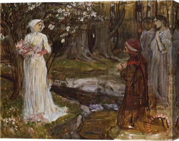 John William Waterhouse Dante And Beatrice Stretched Canvas Print / Canvas Art