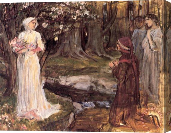 John William Waterhouse Dante And Beatrice Stretched Canvas Print / Canvas Art