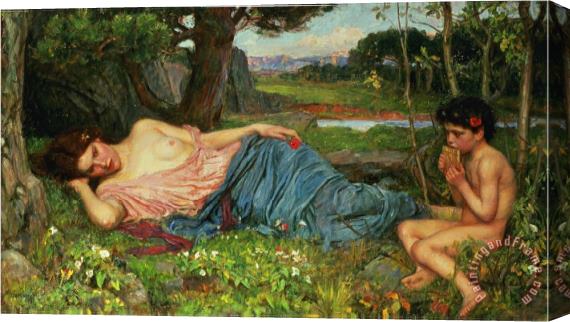 John William Waterhouse Listen to My Sweet Pipings 1911 Stretched Canvas Print / Canvas Art