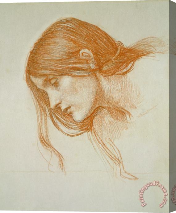 John William Waterhouse Study of a Girls Head Stretched Canvas Painting / Canvas Art