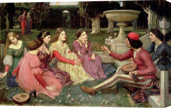 John William Waterhouse The Decameron Stretched Canvas Print / Canvas Art