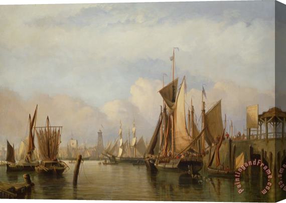 John Wilson Carmichael Billingsgate Wharf Stretched Canvas Painting / Canvas Art