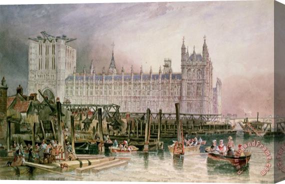 John Wilson Carmichael The Houses of Parliament in Course of Erection Stretched Canvas Print / Canvas Art