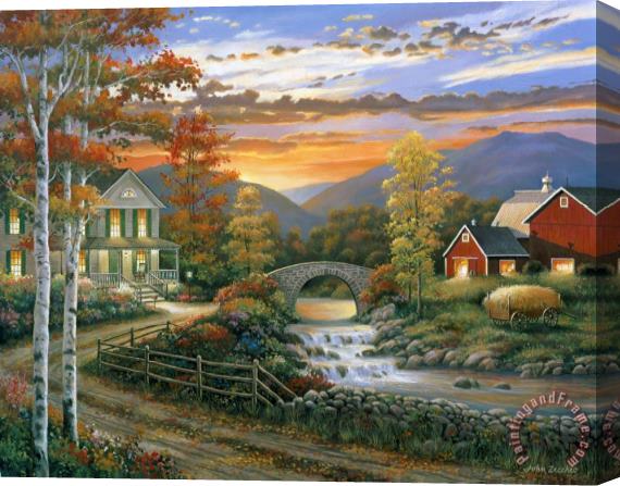 John Zaccheo Autumn Barn Stretched Canvas Painting / Canvas Art