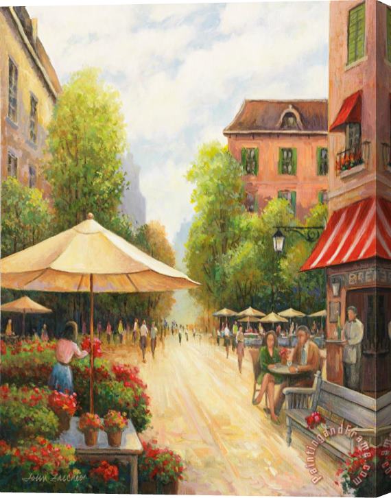 John Zaccheo Village Scene Stretched Canvas Painting / Canvas Art