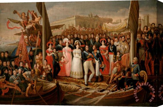 Jose Aparicio Landing of Ferdinand VII in El Puerto De Santa Maria Stretched Canvas Painting / Canvas Art