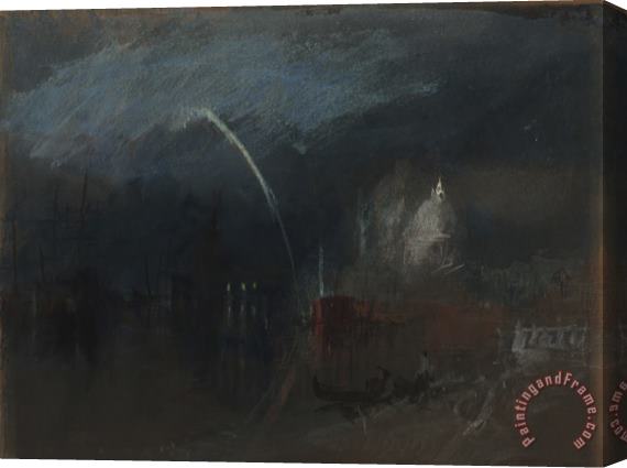 Joseph Mallord William Turner Venice: Santa Maria Della Salute, Night Scene with Rockets Stretched Canvas Painting / Canvas Art