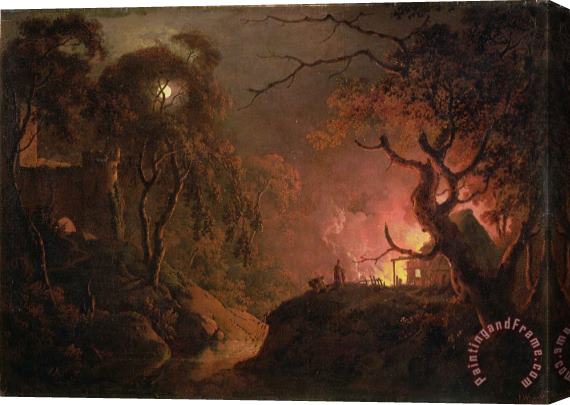 Joseph Wright of Derby A Cottage on Fire at Night Stretched Canvas Painting / Canvas Art