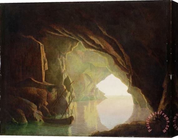 Joseph Wright of Derby  A Grotto in the Gulf of Salerno - Sunset Stretched Canvas Painting / Canvas Art