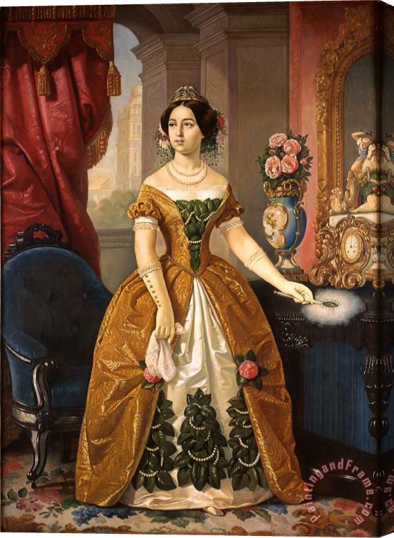 Juan Cordero Portrait of Dona Dolores Tosta De Santa Anna Stretched Canvas Print / Canvas Art