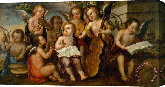 Juan Correa The Infant Jesus with Angelic Musicians Stretched Canvas Print / Canvas Art