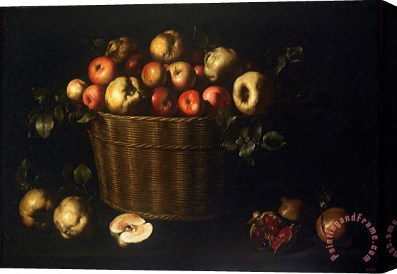 Juan de Zurbaran Basket with Apples, Quinces And Pomegranates Stretched Canvas Painting / Canvas Art