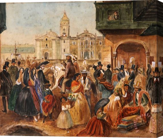 Juan Mauricio Rugendas Study for Lima's Main Square Stretched Canvas Painting / Canvas Art