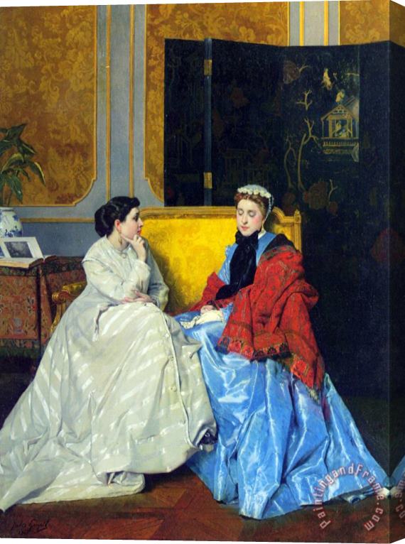 Jules Adolphe Goupil Confidences Stretched Canvas Painting / Canvas Art