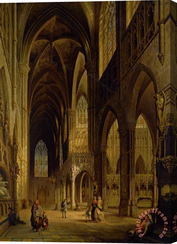Jules Victor Genisson Vue Du Transept De Leglise Damiens Stretched Canvas Painting / Canvas Art