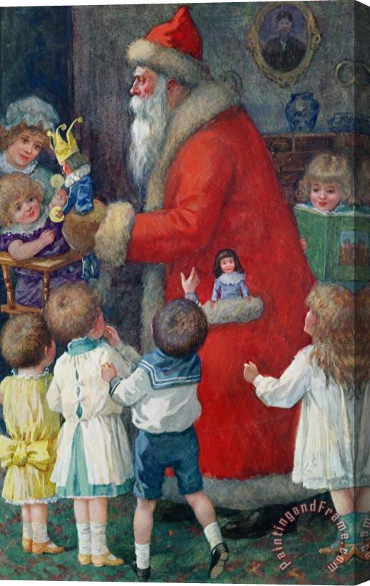 Karl Roger Father Christmas with Children Stretched Canvas Painting / Canvas Art
