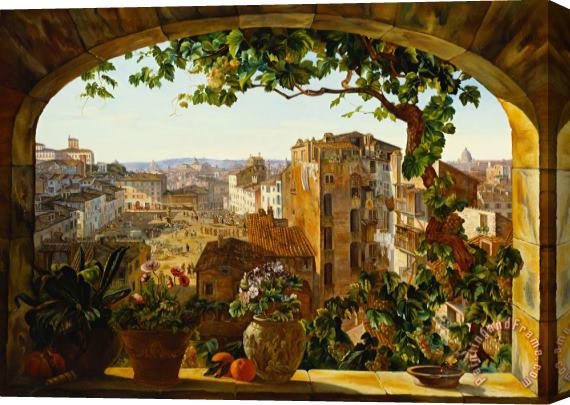 Karl von Bergen Piazza Barberini In Rome Stretched Canvas Painting / Canvas Art