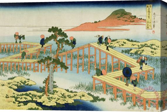 Katsushika Hokusai Eight Part Bridge, Province of Mucawa, Japan Stretched Canvas Print / Canvas Art