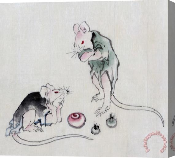 Katsushika Hokusai Mice In Council Stretched Canvas Painting / Canvas Art