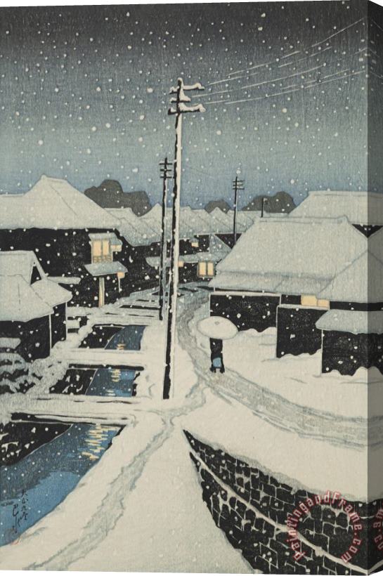 Kawase Hasui Evening Snow at Terashima Village (yuki Ni Kururu, Terashima Mura), From The Series Twelve Subjects of Kyoto Stretched Canvas Painting / Canvas Art
