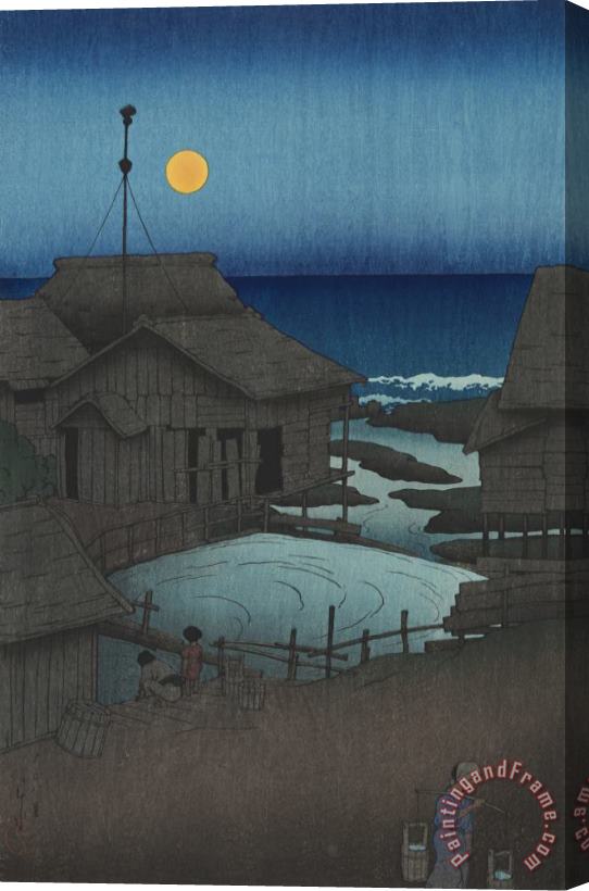 Kawase Hasui Full Moon at Mutsu (mutsu, Mishima Gawa), From The Series Souvenirs of Travels, First Series (tabi Miyage, Dai Isshu) Stretched Canvas Print / Canvas Art