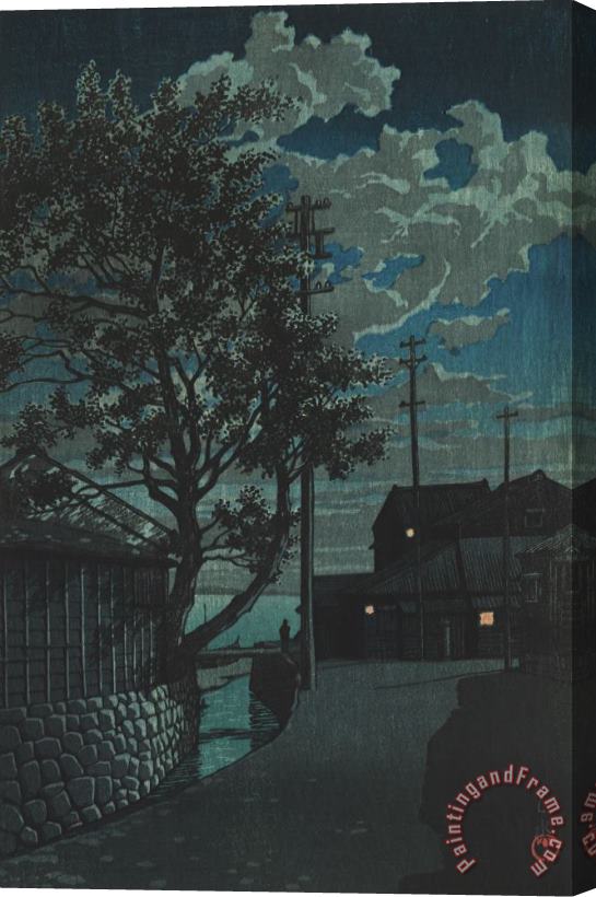 Kawase Hasui Kamezaki at Night (owari Kamezaki) Stretched Canvas Print / Canvas Art