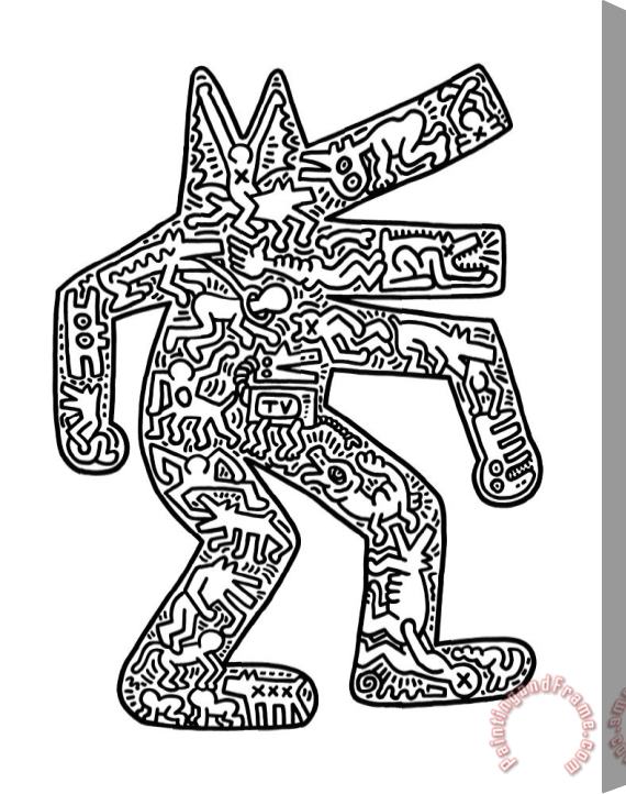Keith Haring Dog 1985 Stretched Canvas Print / Canvas Art