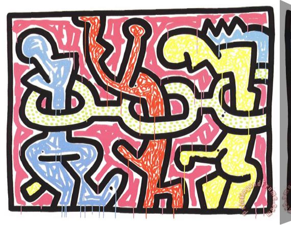 Keith Haring Flowers Stretched Canvas Print / Canvas Art