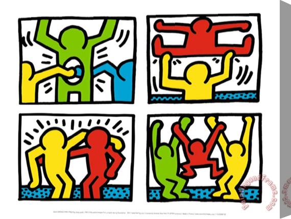 Keith Haring Pop Shop Quad I C 1987 Stretched Canvas Painting / Canvas Art