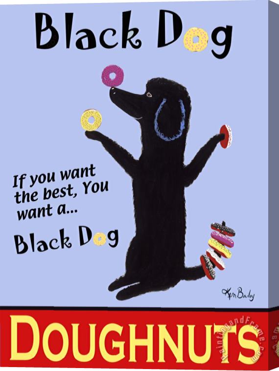Ken Bailey Black Dog Doughnuts Stretched Canvas Print / Canvas Art