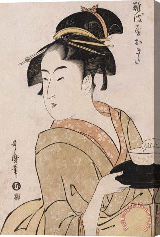 Kitagawa Utamaro A Bust Portrait Of The Waitress Okita Of The Naniwaya Teahouse Stretched Canvas Print / Canvas Art