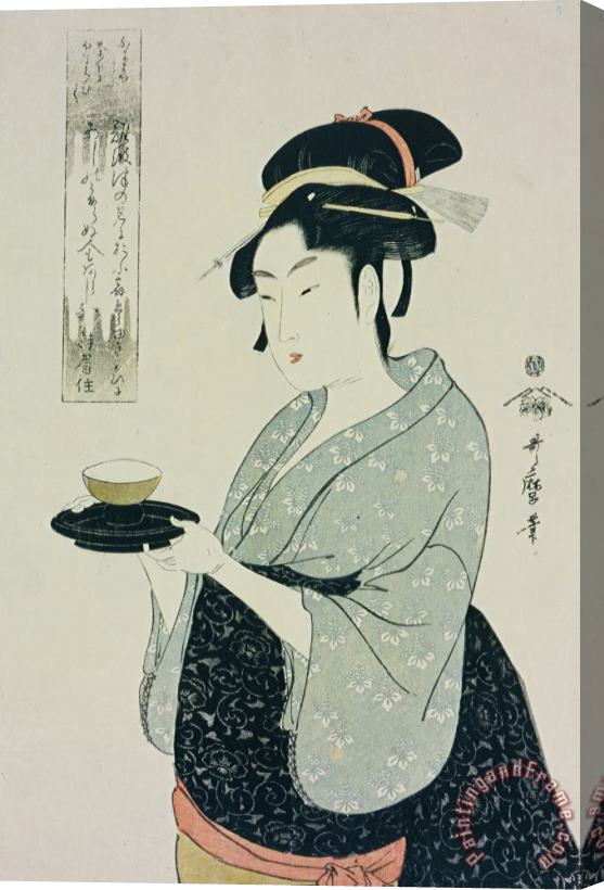Kitagawa Utamaro A Half Length Portrait Of Naniwaya Okita Stretched Canvas Print / Canvas Art