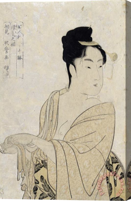 Kitagawa Utamaro Flirtatious Lover Stretched Canvas Print / Canvas Art