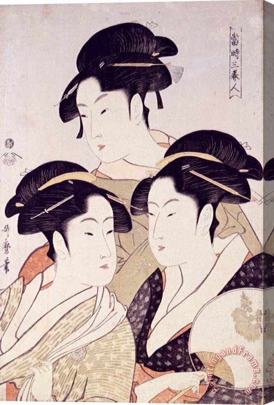 Kitagawa Utamaro Toji San Bijin (three Beauties of The Present Day)from Bijin Ga (pictures of Beautiful Women), Published by Tsutaya Juzaburo Stretched Canvas Painting / Canvas Art