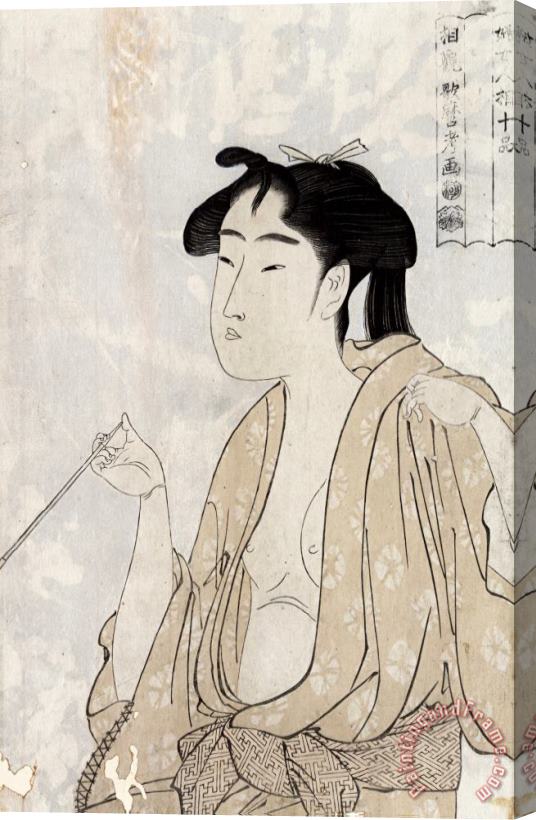 Kitagawa Utamaro Woman Smoking a Pipe Stretched Canvas Painting / Canvas Art