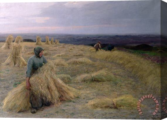 Knud Larsen The Harvesters Svinklov Viildemosen Jutland Stretched Canvas Painting / Canvas Art