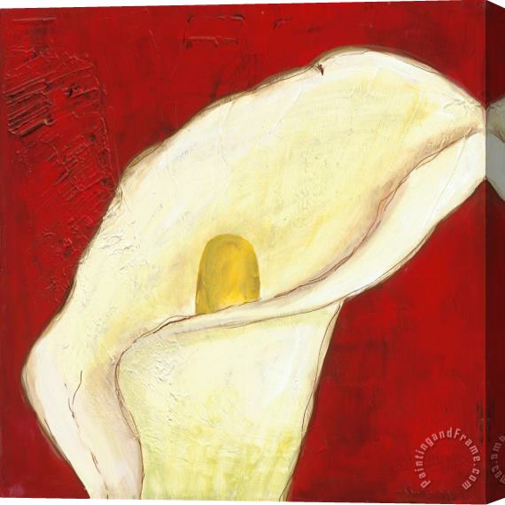 Laura Gunn Calla Lily on Deep Red I Stretched Canvas Painting / Canvas Art