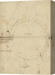 Drawing Canvas Prints - Wheel Sketch Of Drawing In Folio 956 by Leonardo da Vinci