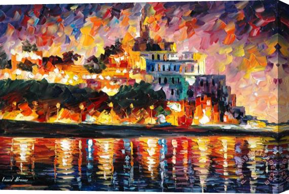 Leonid Afremov Ancient Harbor Stretched Canvas Painting / Canvas Art