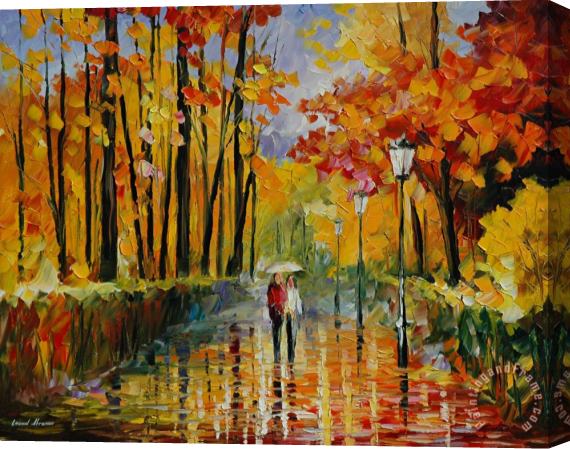 Leonid Afremov Autumn Rain Stretched Canvas Painting / Canvas Art