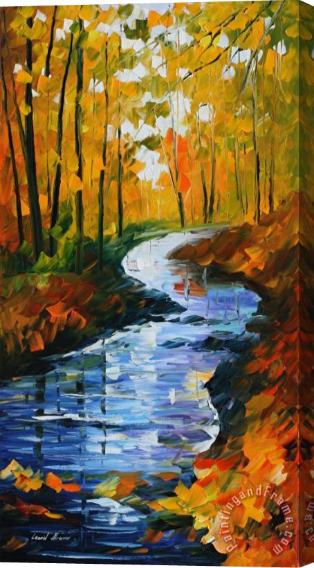 Leonid Afremov Autumn Stream Stretched Canvas Print / Canvas Art