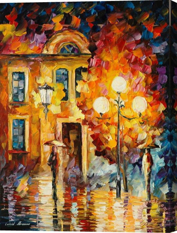 Leonid Afremov Belated Meeting Stretched Canvas Print / Canvas Art