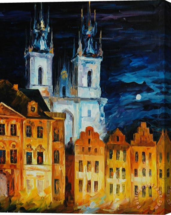 Leonid Afremov Blue Castle Stretched Canvas Painting / Canvas Art