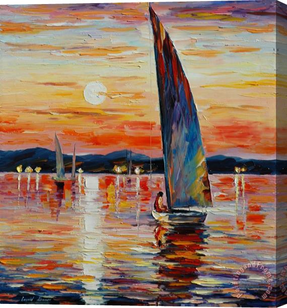 Leonid Afremov Blue Sail Stretched Canvas Painting / Canvas Art